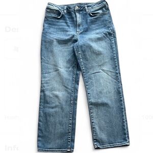 Chico’s High Rise Straight Leg Crop Jeans 10 Regular 30” Blue Stretch Denim